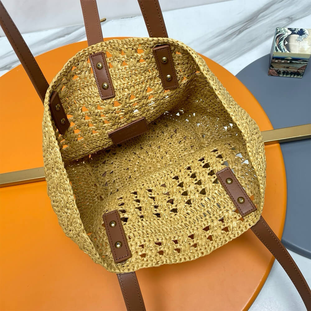 Y51 Small Panier Raffia Bag In Brown