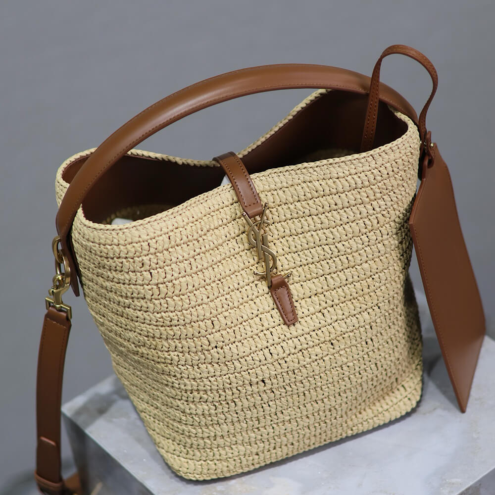 Y51 LE 37 IN WOVEN RAFFIA AND VEGETABLE-TANNED LEATHER(HIGH-END GRADE)