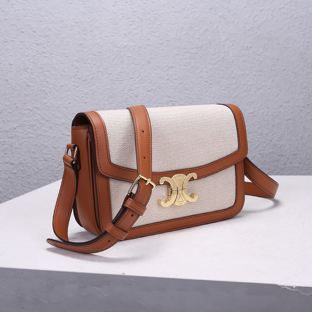 Ce1i*e CLASSIQUE TRIOMPHE BAG IN TRIOMPHE CANVAS AND CALFSKIN