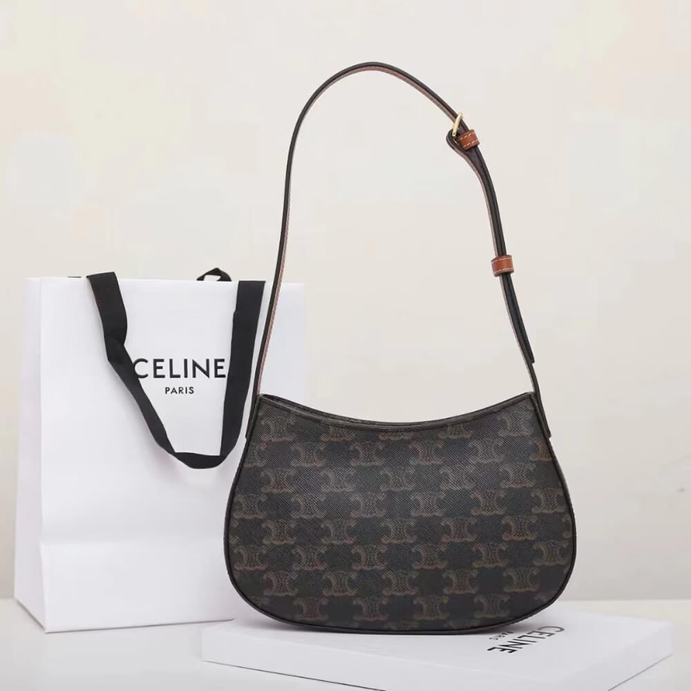 Ce1i*e MEDIUM TILLY BAG in Triomphe canvas and calfskin