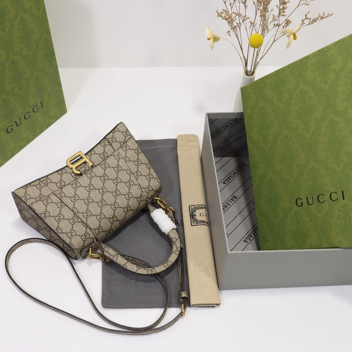 Gvc*1 x Ba1en*iaga Small Hourglass Bag