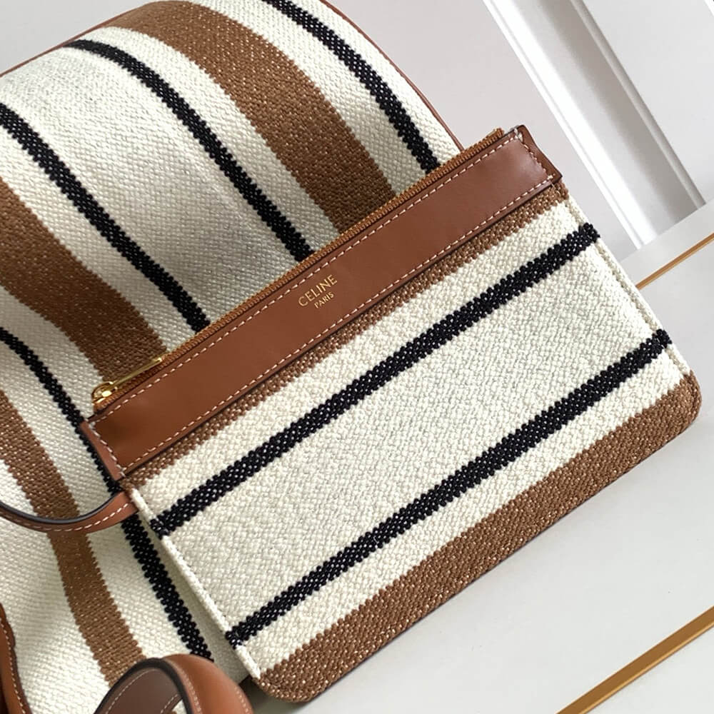 Ce1i*e BUCKET 16 BAG IN STRIPED TEXTILE WITH Ce1i*e JACQUARD(high-end grade)
