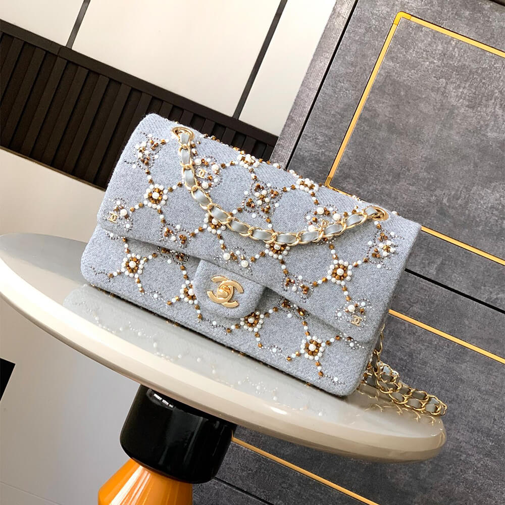 Ch**el Pearl Classic Double Flap Handbag(HIGH-END GRADE)