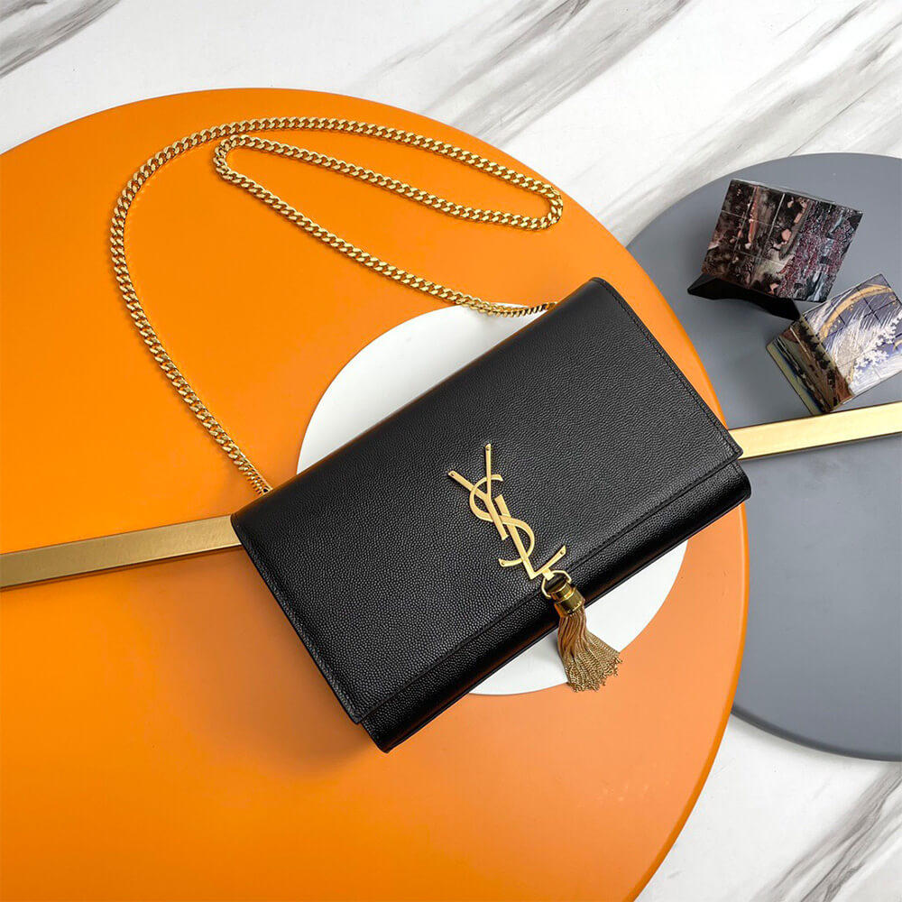Y51 kate medium tassel in grain de poudre embossed leather