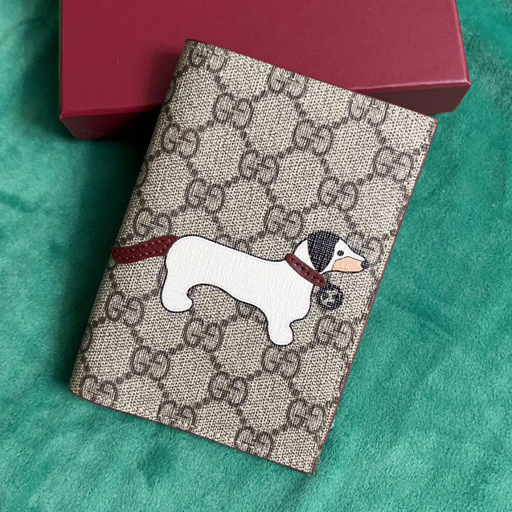 Bi-color GG card case with dog detail