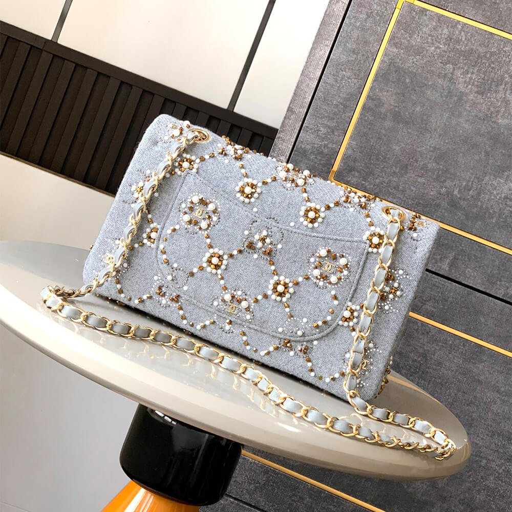Ch**el Pearl Classic Double Flap Handbag(HIGH-END GRADE)