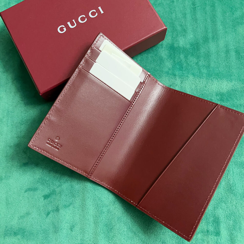 Bi-color GG card case with cat detail