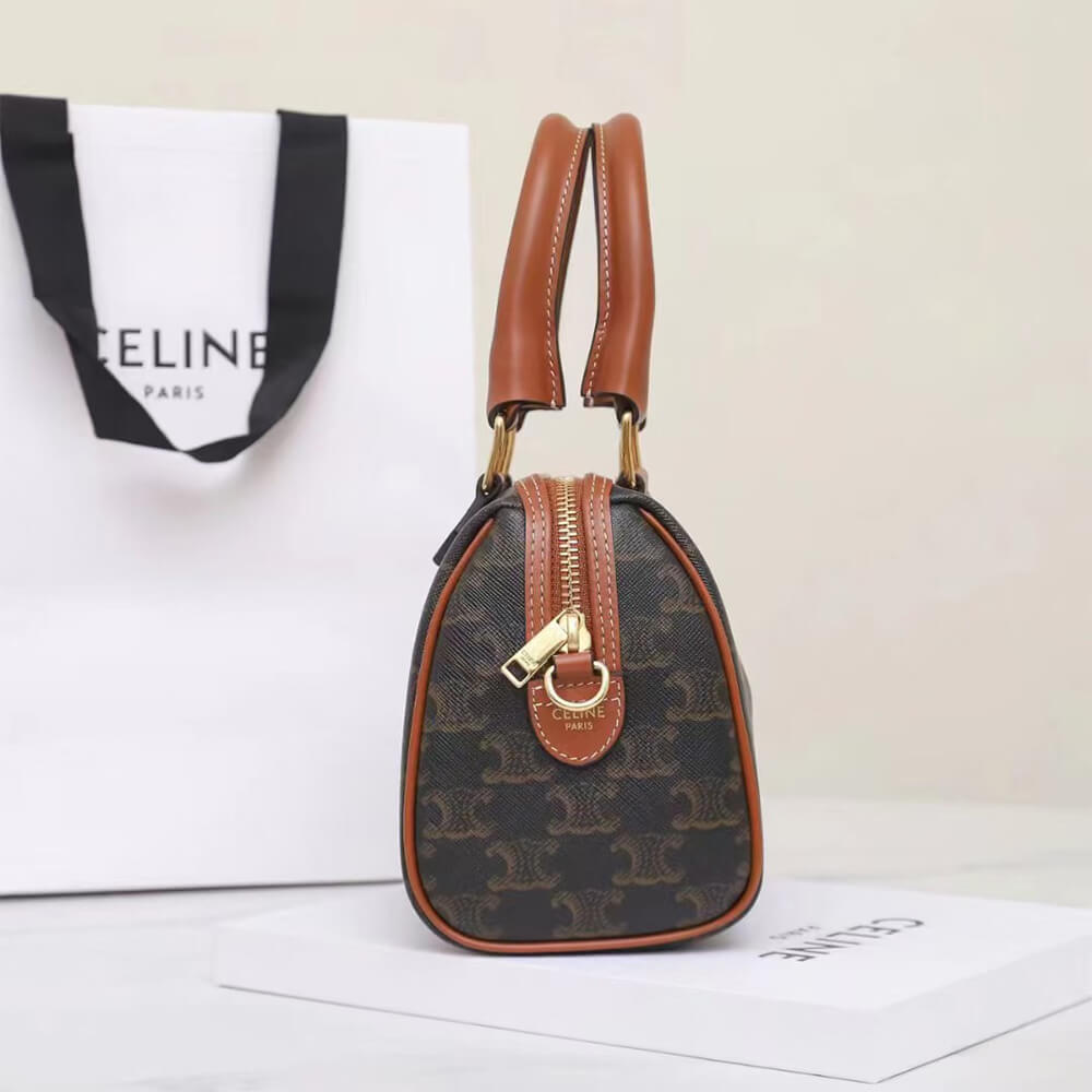 Ce1i*e Small Boston IN Triomphe Canvas and calfskin