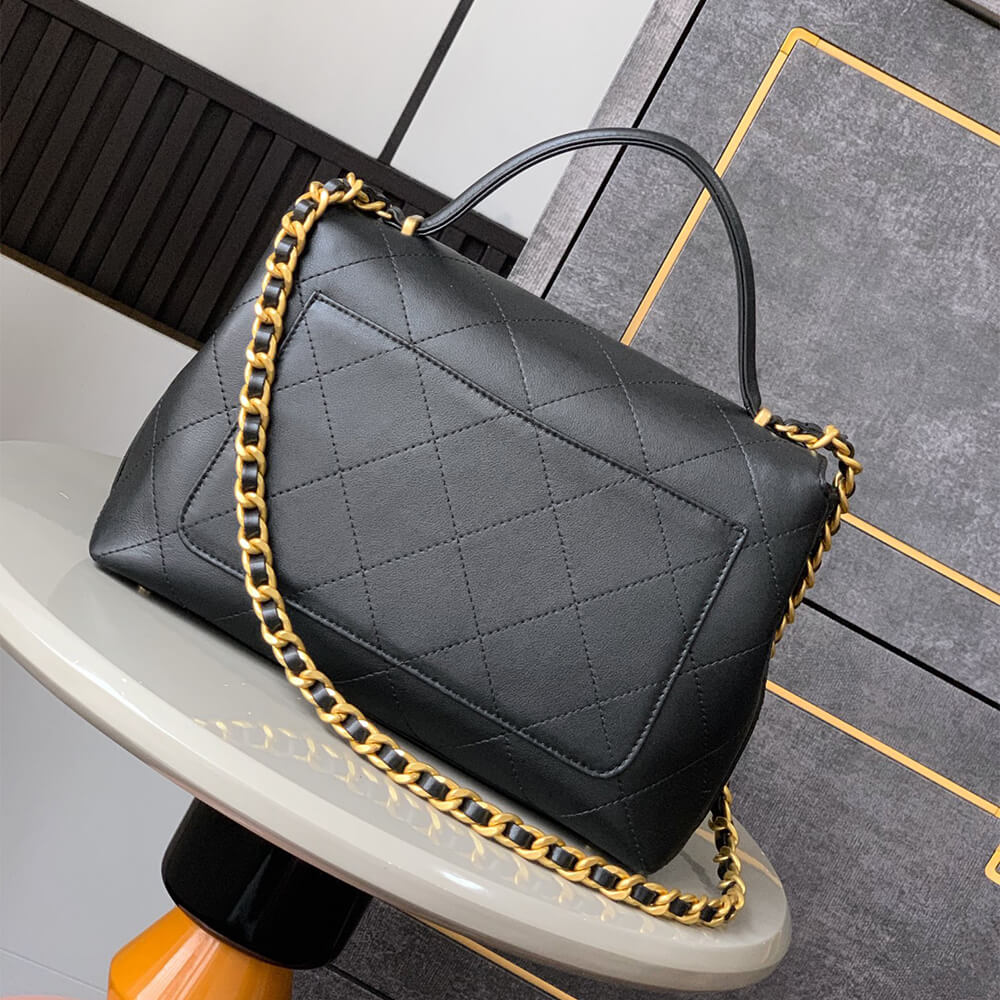 Ch**el Large Flap Bag With Top Handle(HIGH-END GRADE)