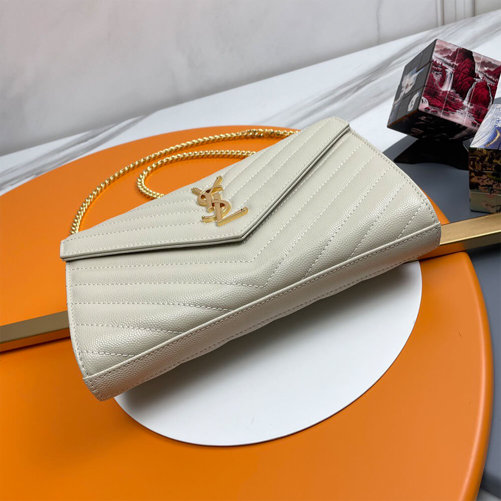 Y51 classic cassandre chain wallet in grain de poudre leather