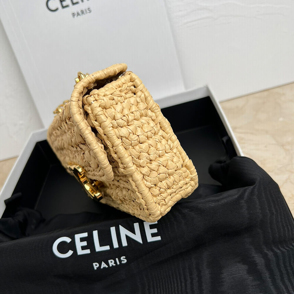 Ce1i*e CHAIN SHOULDER BAG CLAUDE IN RAFFIA EFFECT TEXTILE(HIGH-END GRADE)