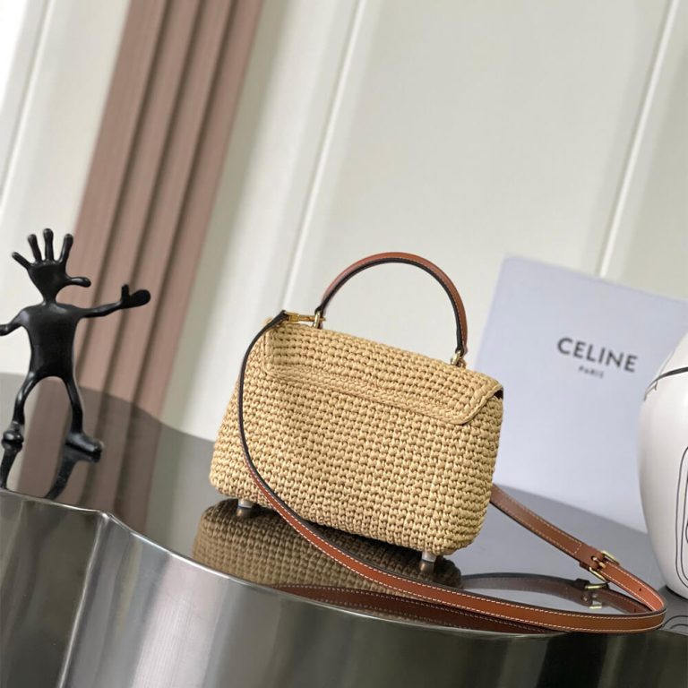 Ce1i*e TEEN NINO BAG IN Raffia and calfskin(HIGH-END GRADE)