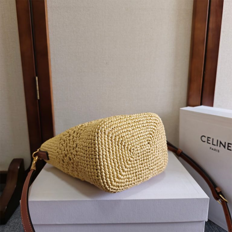 Ce1i*e SMALL L0visE BUCKET IN RAFFIA AND CALFSKIN(HIGH-END GRADE)