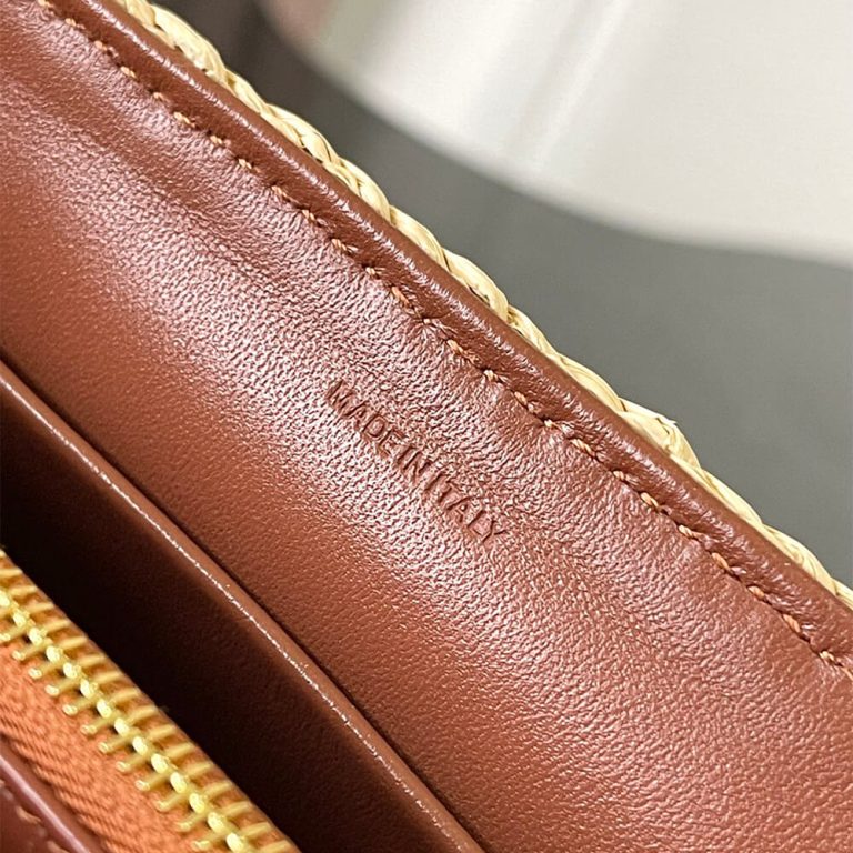 Ce1i*e TEEN NINO BAG IN Raffia and calfskin(HIGH-END GRADE)