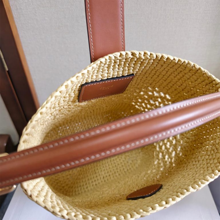 Ce1i*e SMALL L0visE BUCKET IN RAFFIA AND CALFSKIN(HIGH-END GRADE)